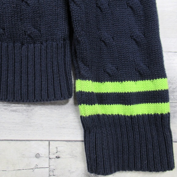 RALPH LAUREN Vintage Navy Blue V-Neck Cable Knit Tennis Sweater Women Size Large - Picture 7 of 13